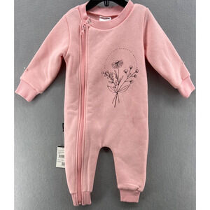 NWT Tiny Tribe Australia One Piece Baby‎ Sz 12 Months Pink Floral Outfit Jumper